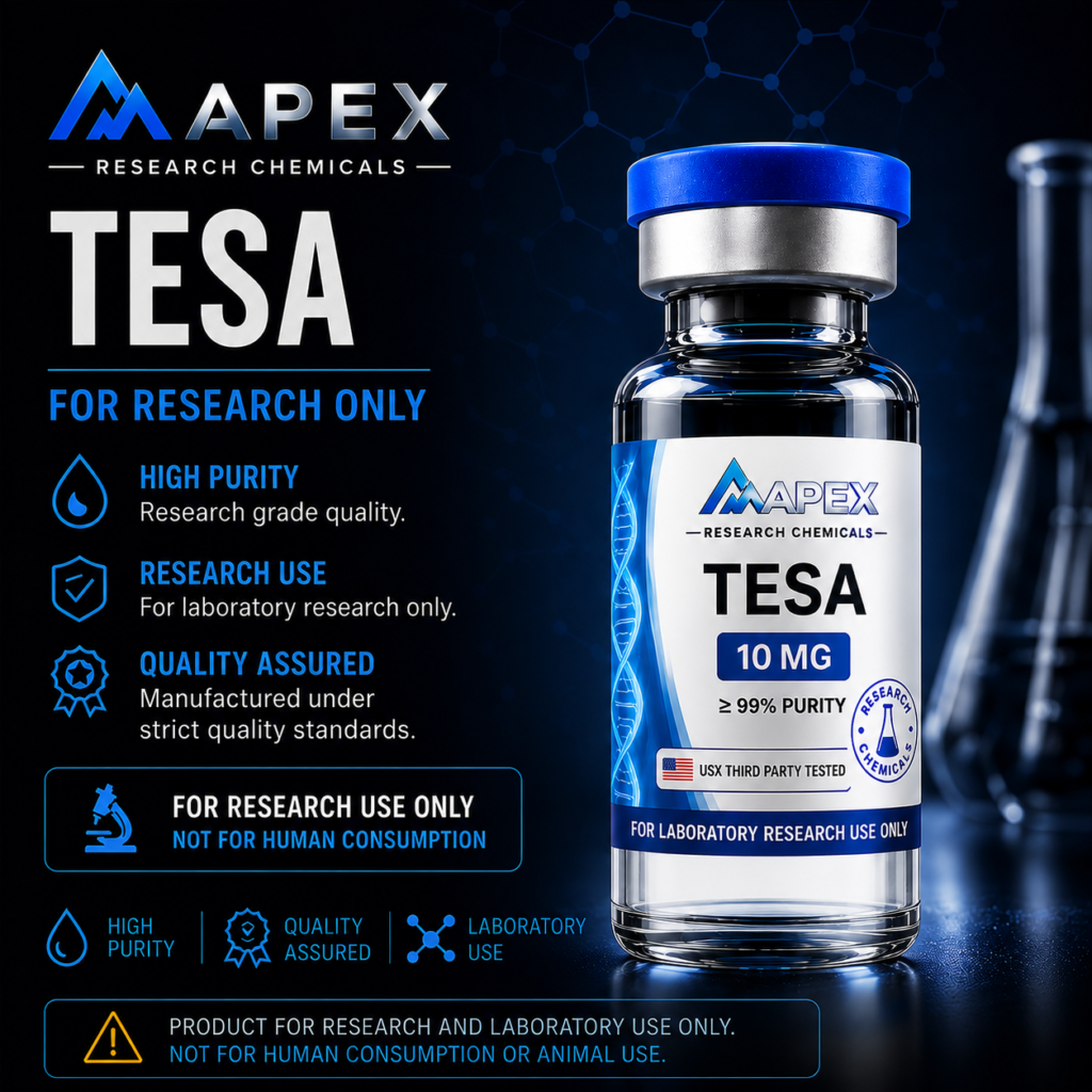 Tesamorelin research peptide vial, third-party tested, research use only