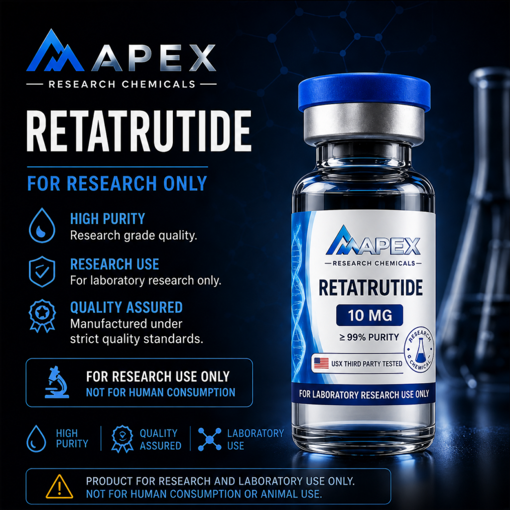 Retatrutide research peptide vial, third-party tested, research use only
